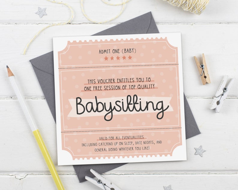 babysitting gift voucher etsy new parents gifts