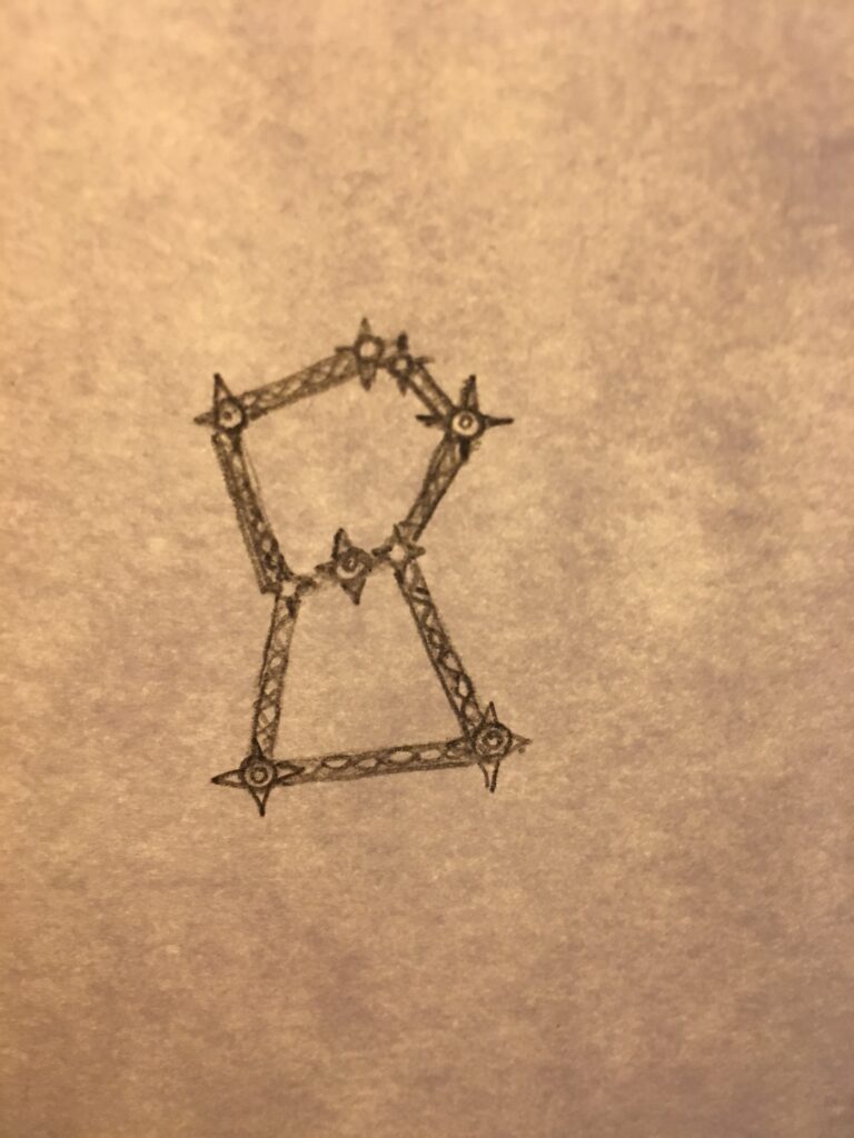 miscarriage tattoo sketch of Orion constellation