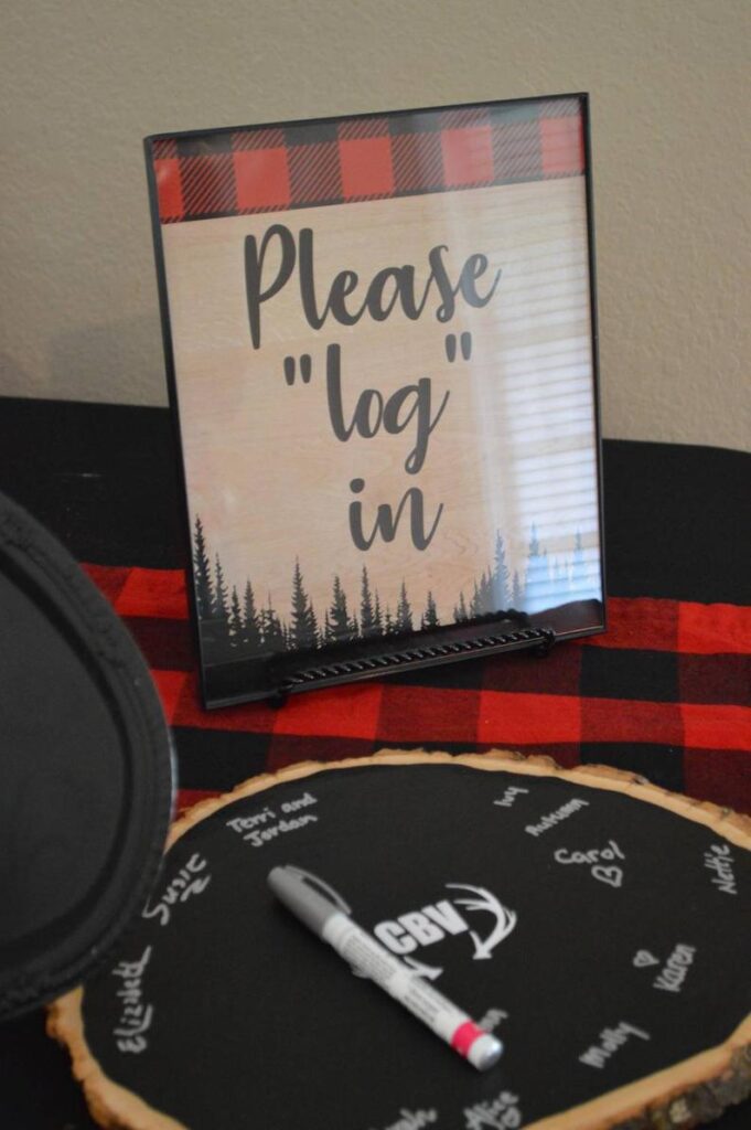 wood slice rustic baby shower guestbook