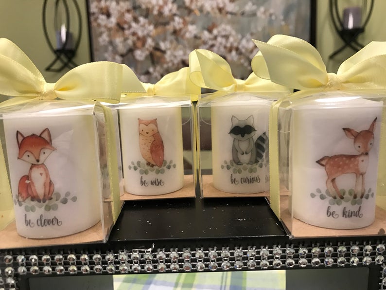 woodland candles rustic baby shower favors