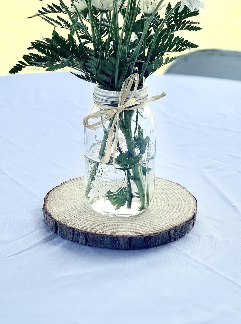 rustic wood slice centerpiece