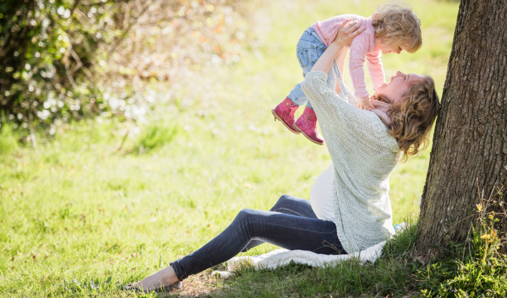 mom and daughter outside