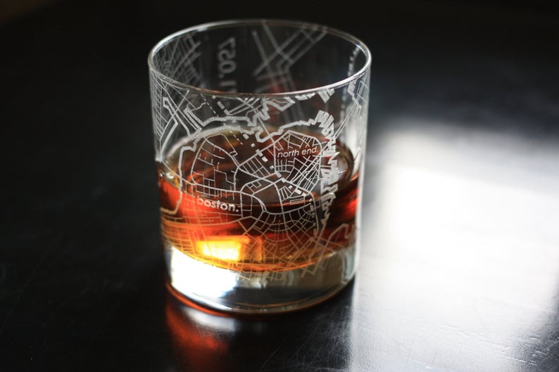 city map rocks whiskey glass handmade gifts for men