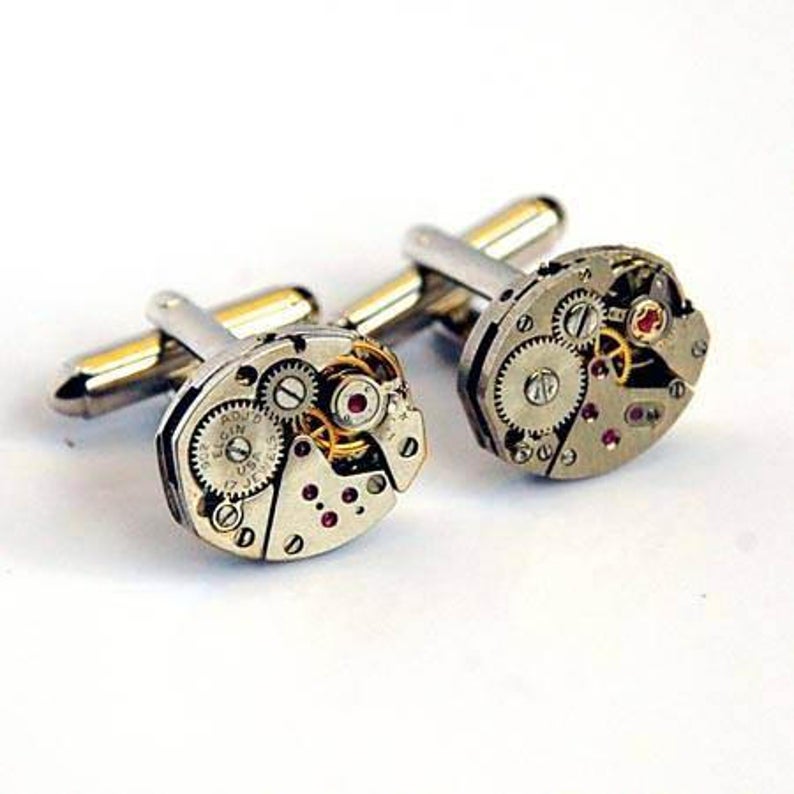 handmade gift for men vintage watch mechanism cufflinks