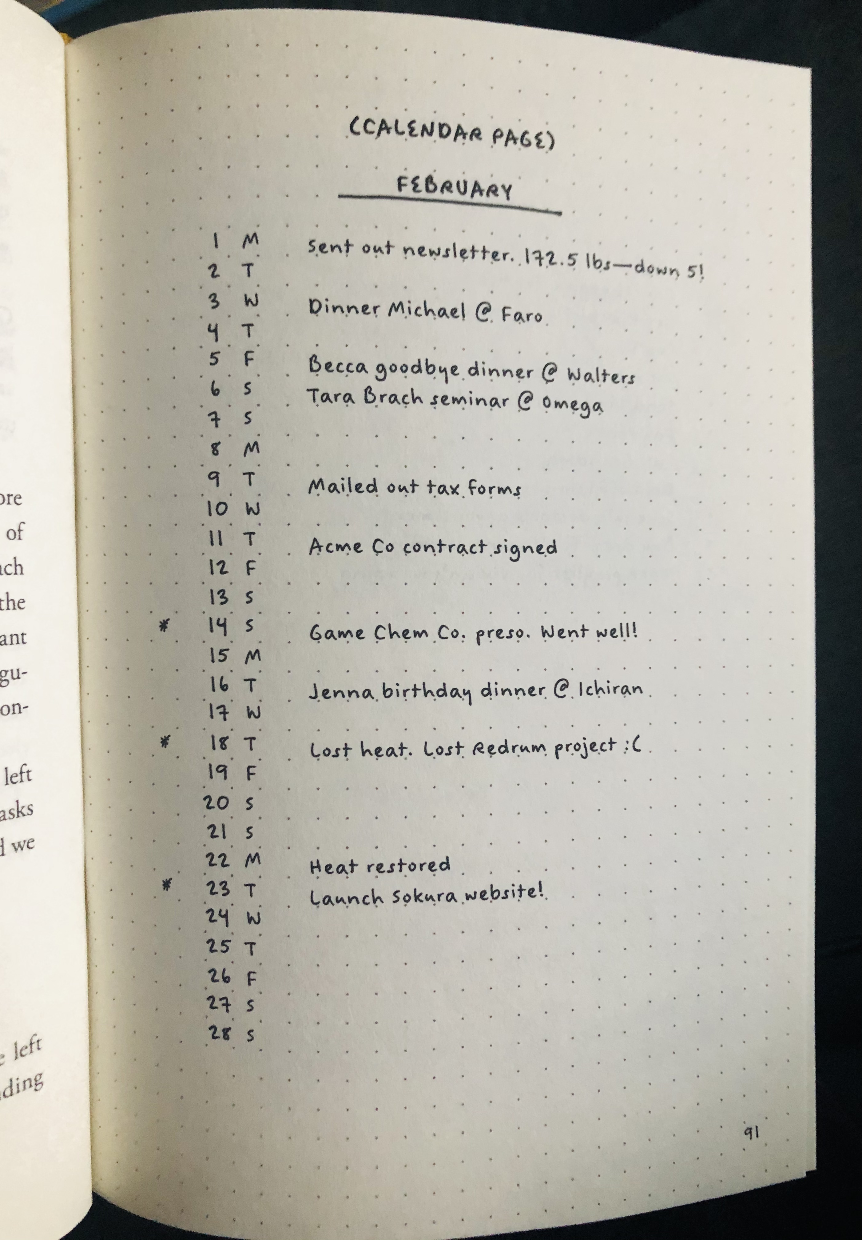 monthly log calendar bullet journal image