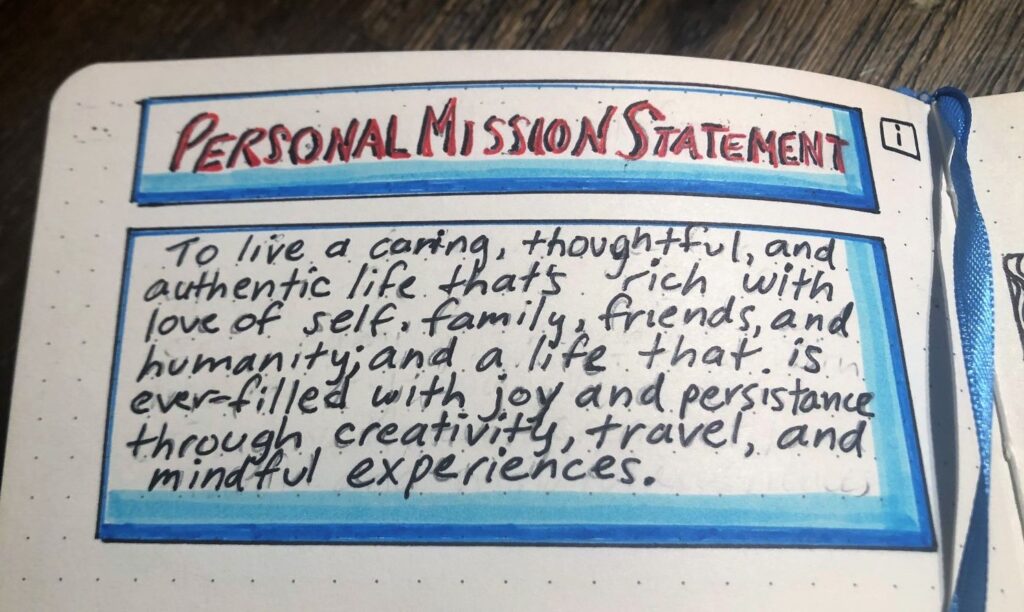 personal mission statement for bullet journal example image