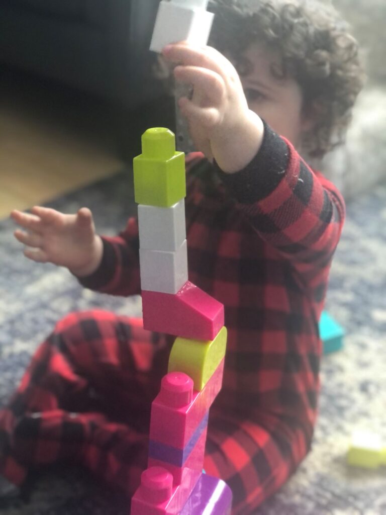stacking blocks sensory play