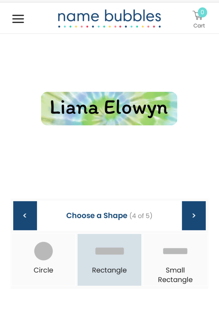 name bubbles ordering personalized name labels screenshot