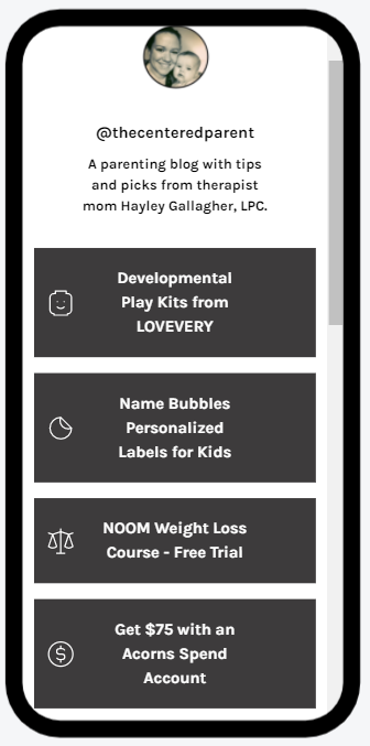 linktree the Centered Parent product picks