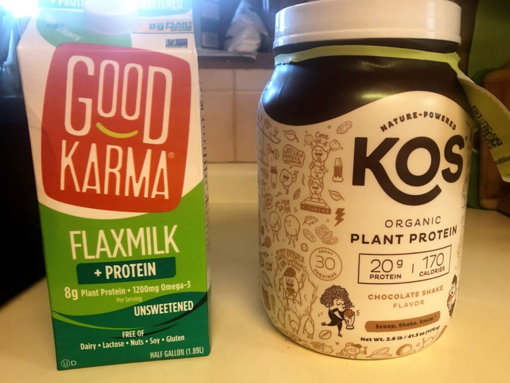 good karma milk and kos protein powder