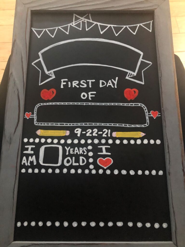 first day of school chalkboard sign