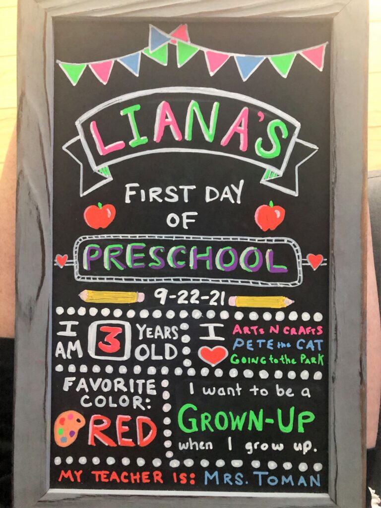 first day of school chalkboard sign