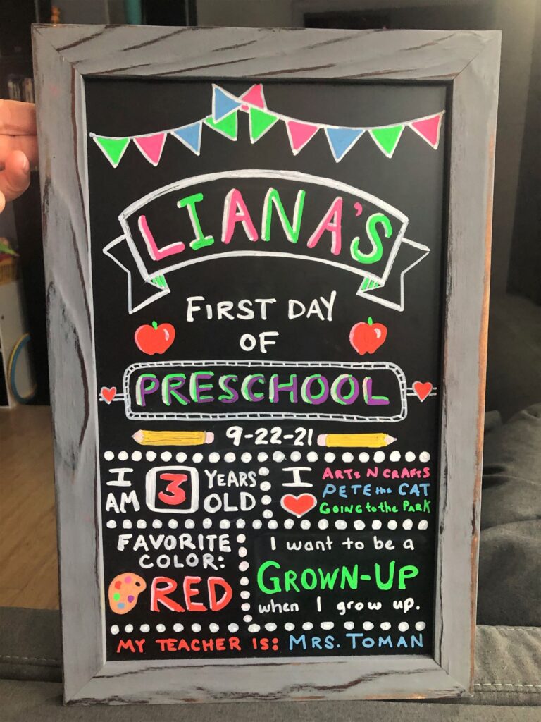 first day of school chalkboard sign