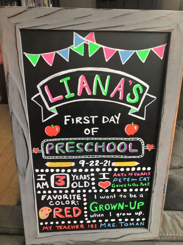first day of school chalkboard sign