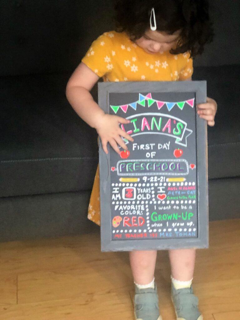 first day of school chalkboard sign photo