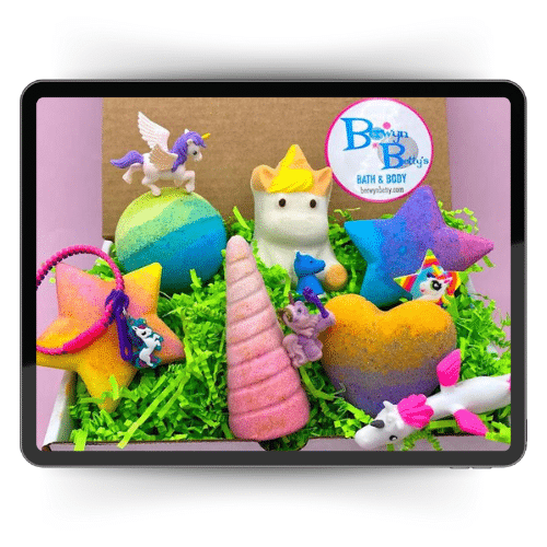 unicorn bath bombs for kids with toys