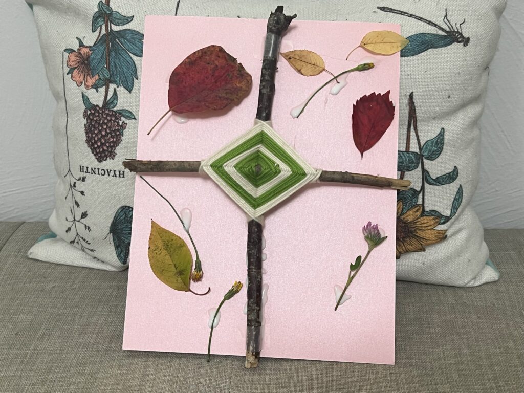 nature crafts for kids god's eye nature collage craft